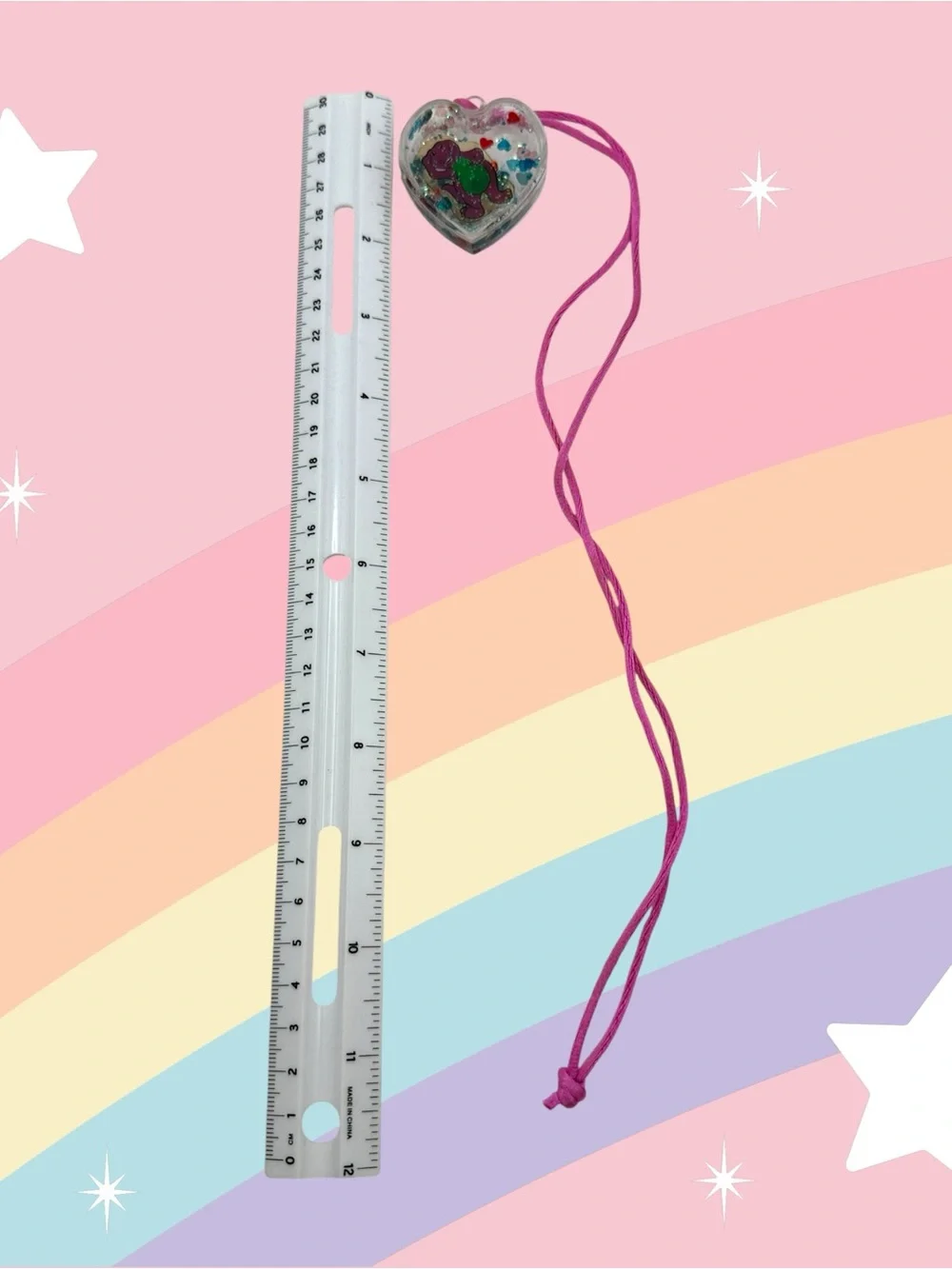 Millennial Kids Barney Dinosaur Glitter Heart Pendant Necklace Nostalgic Y2K PBS